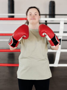 Girl with boxing gloves